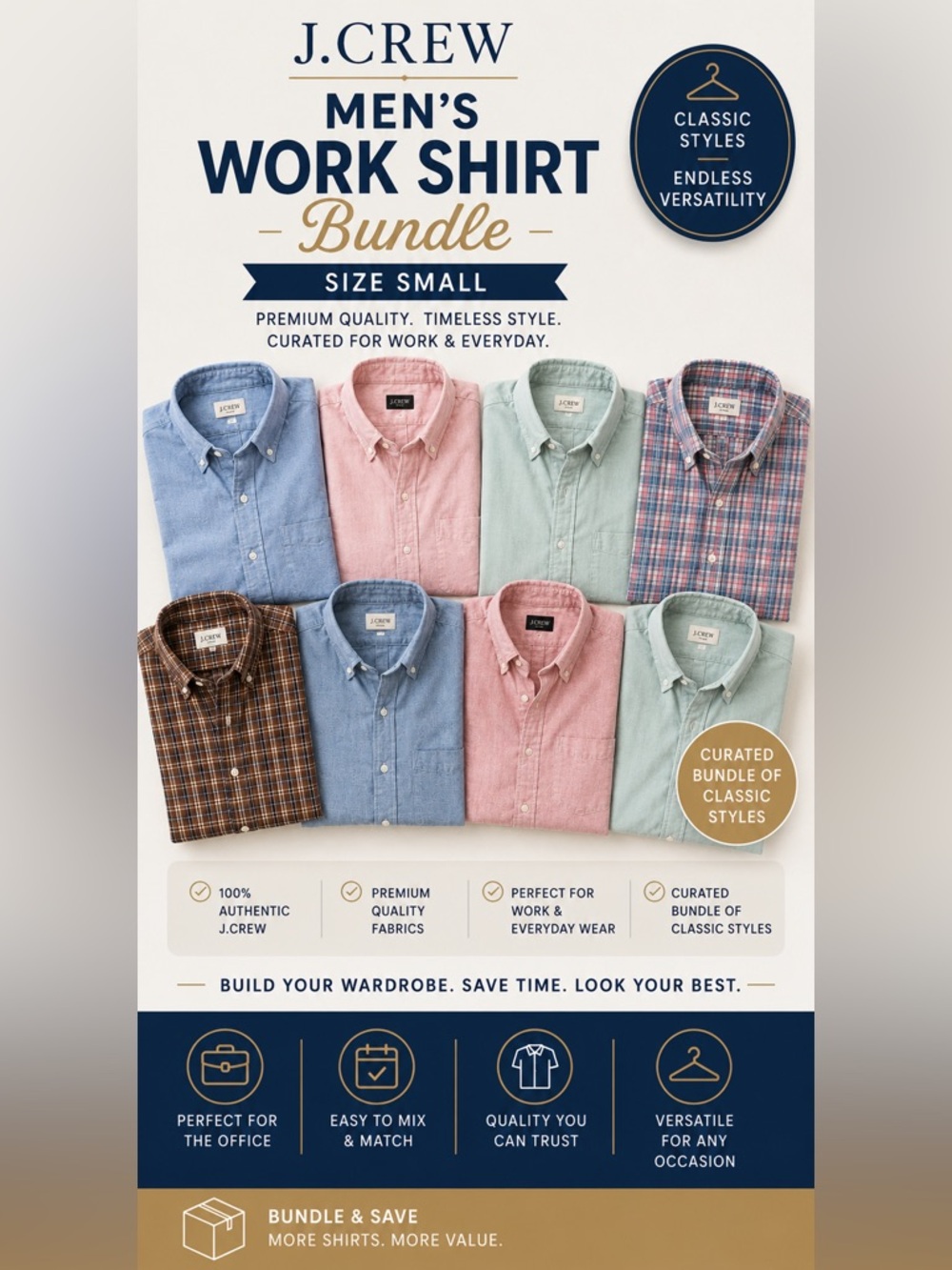 J.‎ Crew Men’s Work Shirt Bundle - Size Small